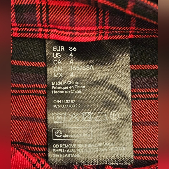 Divided by H&M Red Black Plaid Mini Skirt Belted Academia Grunge Punk Sz 4 EUC - Picture 8 of 8